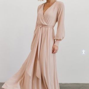 Blush Pink Long Sleeved Maxi Dress